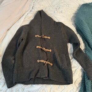 J. Crew Men’s Charcoal Cardigan with Toggle Closures